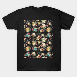 Vintage Tea Cups Roses Butterflies T-Shirt